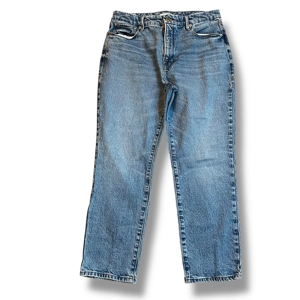 Good American Jeans Good Vintage High Rise Straight Leg Cropped Blue942 10/30 - Picture 2 of 8